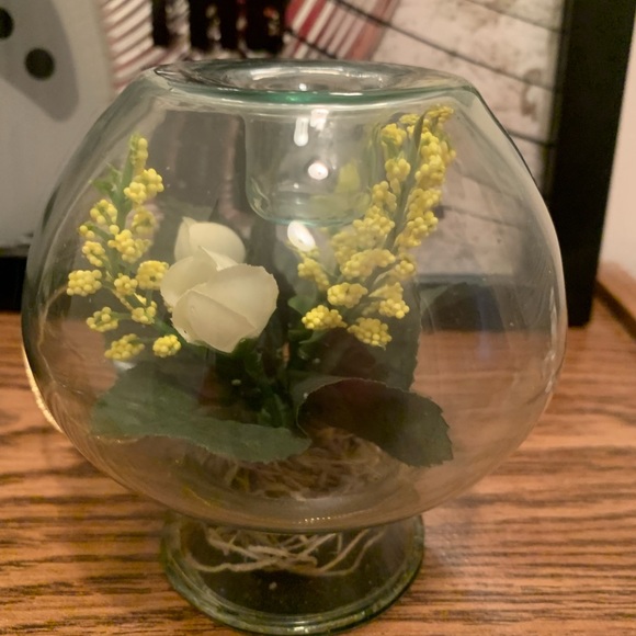 Vintage Clear Art Glass With Flowers 4” - Picture 1 of 5